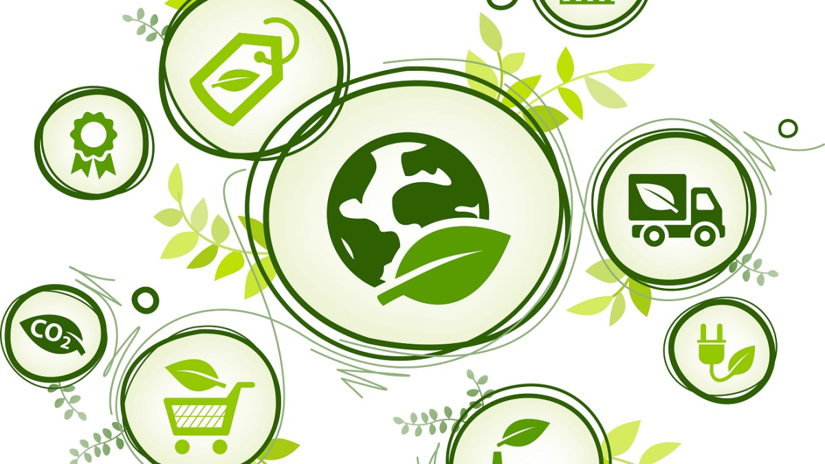 Sustainable business or green company vector illustration. Conce